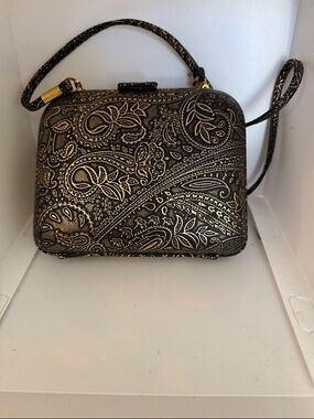 Black & Gold Paisley Crossbody Handbag